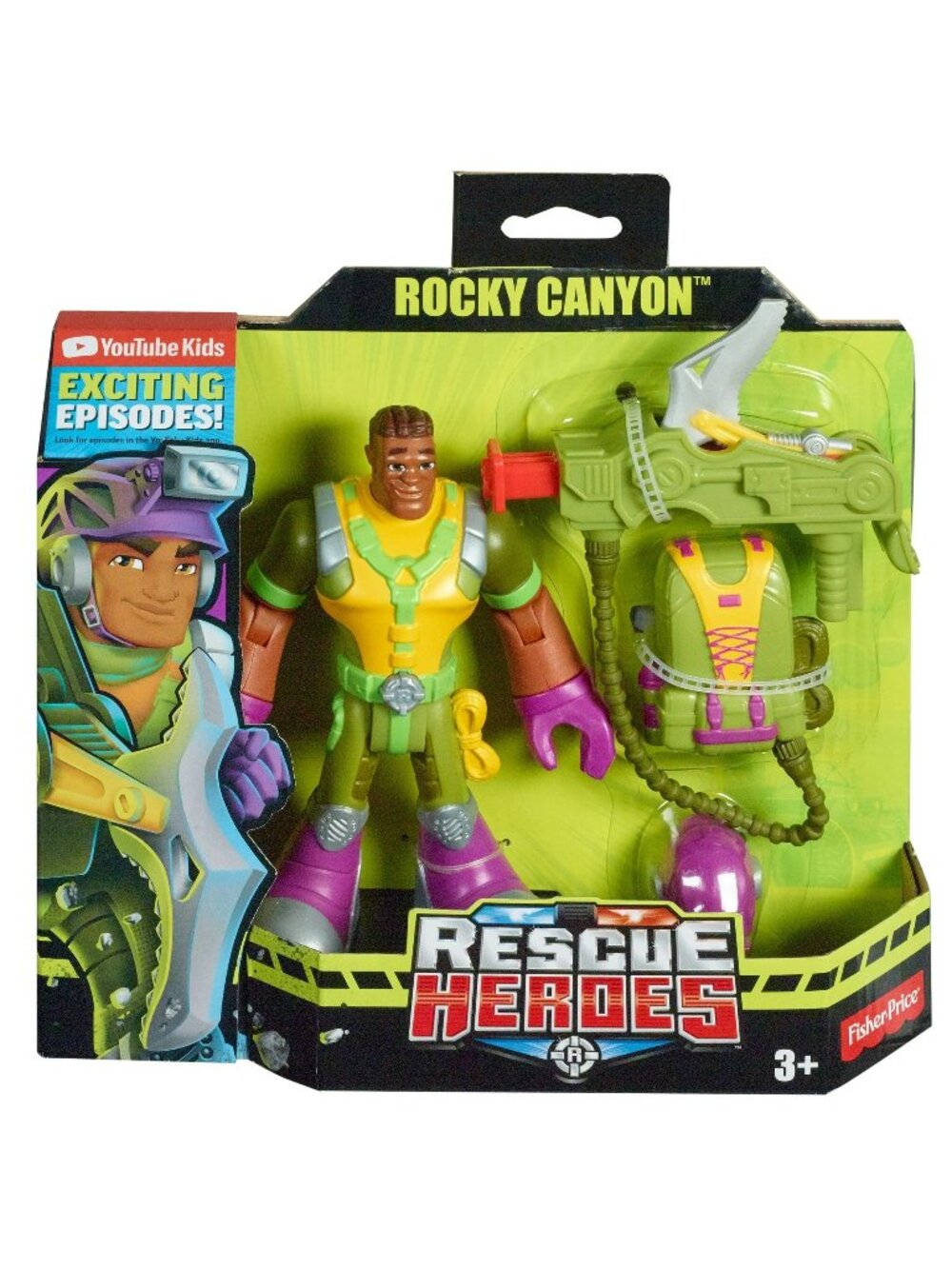 Fisher-Price Rescue Heroes Rocky Canyon Figure W/ Swinging Pick-Axe Action 3+ Ki